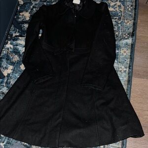 Crazy 8 Bow Accent Wool Blend Black Outerwear Coat Jacket  Holiday Wedding Event